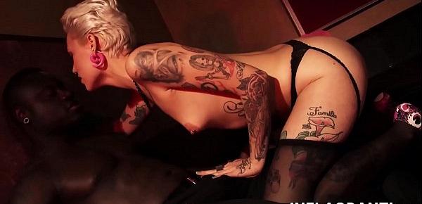  Skinny Tattoo barmaid strikes a BBC